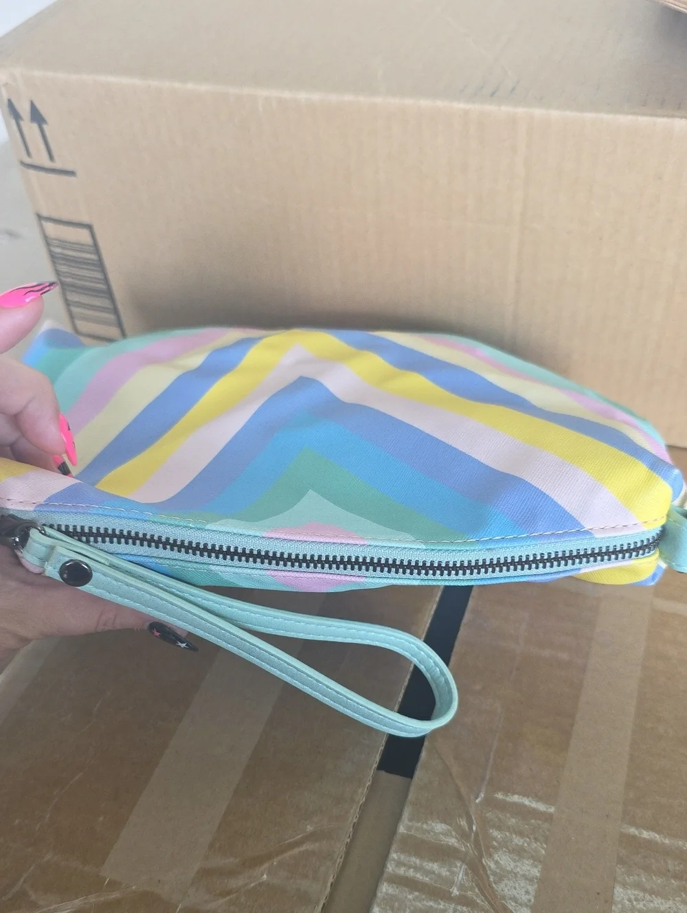 Steve Madden Pastel Chevron Wristlet Pouch